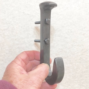 Real Railroad Spike Hook (1),  industrial look, curtain rod home decor, 2 wood lag screws included. Super strong. FREE SHIPPING