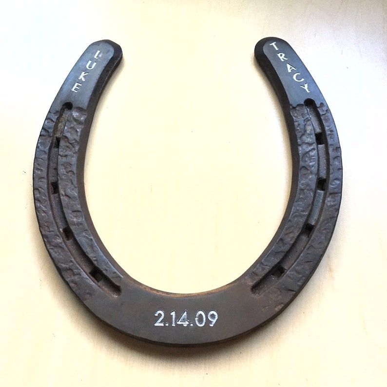 ENGRAVING INCLUDED eleventh anniversary 11th wedding anniversary gift Personalized horseshoe 2010