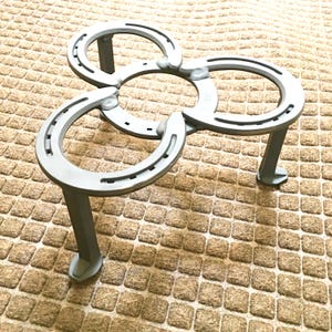 Horseshoe Fire Pit Stand fits over Coleman 533 Stove Trivet, Heavy Duty, personalization