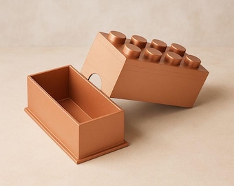 Aufbewahrungsdose im Klemmbaustein-Design | Gelbe Box mit Deckel | Aufbewahrung für Minifigur, Geschenkbox, Spielsteine