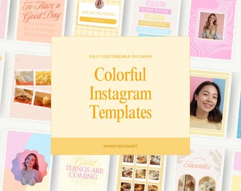 Plantillas coloridas para Instagram, Publicación en tonos pastel para Instagram, Plantilla digital personalizable, Maqueta dinámica para Canva