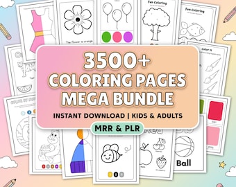 Mega paquete de más de 3500 páginas para colorear PLR para niños