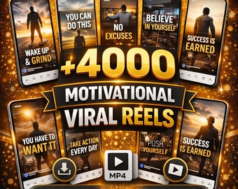 4000+ Motivational Reels Video Bundle PLR MRR Viral Inspirational Videos for TikTok Instagram YouTube Digital Marketing, Short