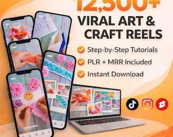 Paquete con más de 12 500 tutoriales de arte y manualidades, proyectos DIY y vídeos virales para Instagram, TikTok y YouTube (PLR, MRR)