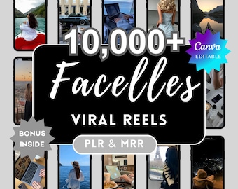Más de 10 000 reels virales sin rostro, vídeos virales estéticos, paquete de marketing digital, PLR editable de Canva, contenido para generar ingresos pasivos MRR