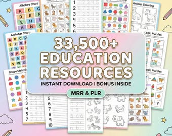 Lernaktivitäten-Paket für Kinder | Über 35.500 Lernmaterialien für Kinder: Malbücher, Arbeitsblätter (PLR, MRR)