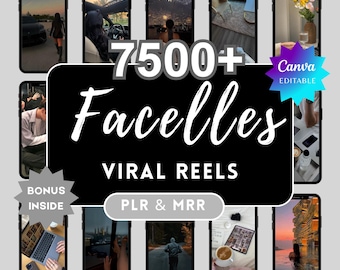 Más de 7500 reels virales sin rostro, videos virales estéticos, paquete de marketing digital, PLR editable de Canva, contenido para generar ingresos pasivos MRR