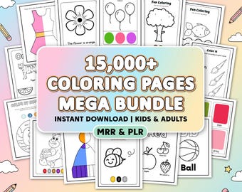 Megapaquete de más de 15 000 libros para colorear y hojas de trabajo (PLR, MRR)