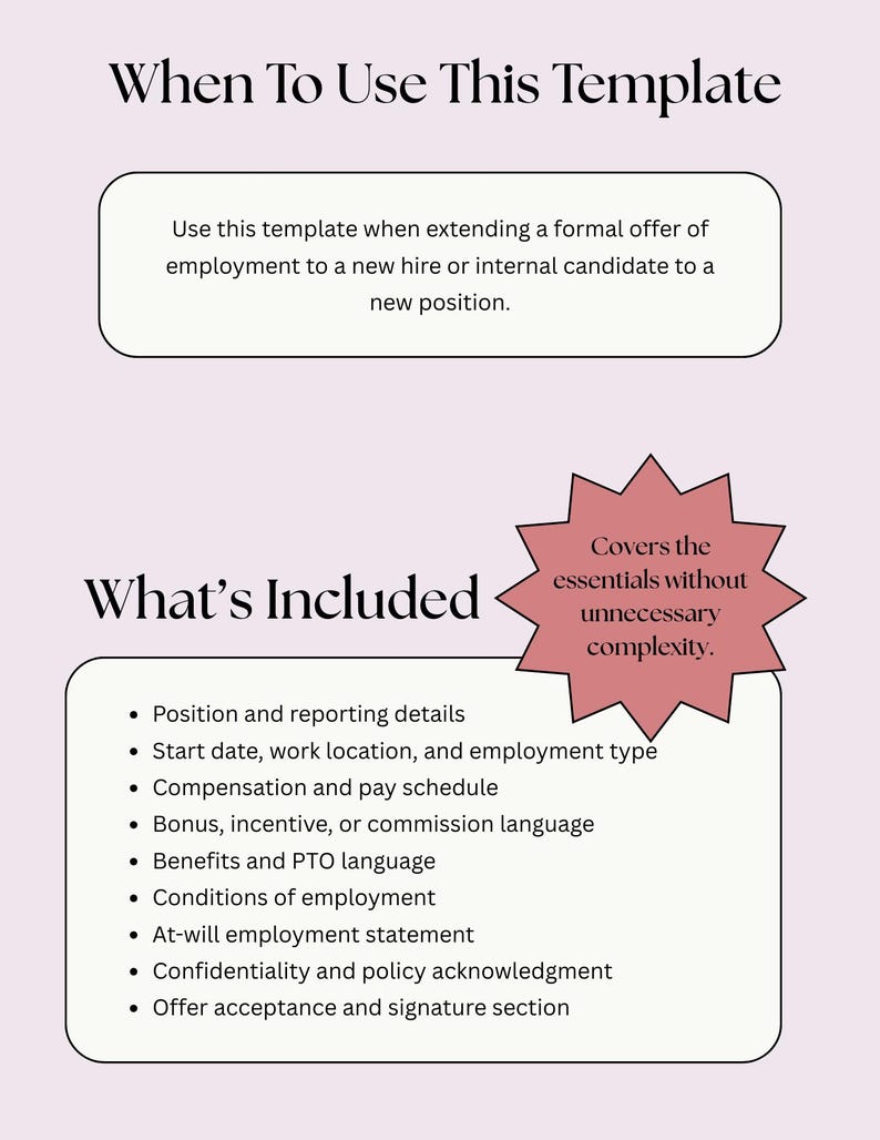 Offer Layout Document Editable Employee Offer Letter Template | HR Documents (DOCX) - Etsy Canada
