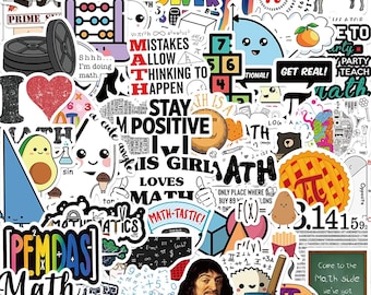 Math Stickers Pack -Vinyl Waterproof Decals for Water Bottle, Laptop 50 Pieces