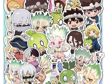 Dr Stone Sticker Sheet – Anime Vinyl Decal for Laptop ,Gifts, Water Bottle 40 Piece