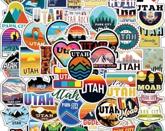 61Pcs Utah Stickers Pack- Vinyl Waterproof Decals for Water Bottle, Laptop
