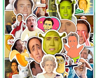 Nicolas Meme Cage Sticker Sheet– Funny Movie Face Vinyl Decals 40 Piece