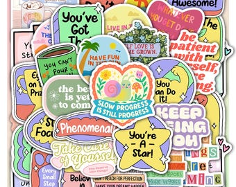 Motivational Self Care Sticker sheets– Vinyl Decals for Laptop, Gifts 40 Piece