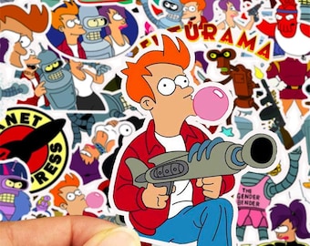 50Pcs Philip Catoon J.Fry Stickers Futurama- Vinyl Waterproof Decals