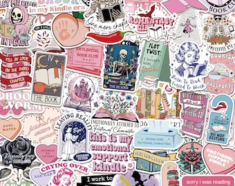 60 PCS Romance Book Stickers Sheets-Holographic Bookish Vinyl Decals for Laptop