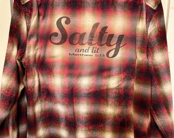 OOAK bleached flannel shirt infused with ink (on back)