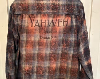 OOAK bleached flannel shirt infused with ink (on back)