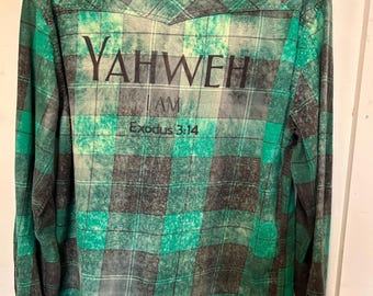 OOAK bleached flannel shirt infused with ink (on back)