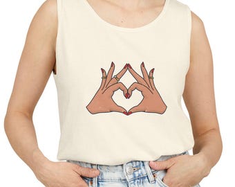 Camiseta retro con signo de mano: Top cuadrado estilo tatuaje vintage para mujer, gráfico juvenil, camiseta de tirantes de verano