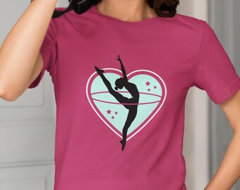 Gymnast Heart Silhouette Youth Crewneck, Toddler Long Sleeve, and Soft Cotton Tee