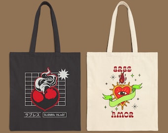 Bolso de mano Noir o Sacred Heart, gráfico Eres Amor, estilo artístico y toque japonés