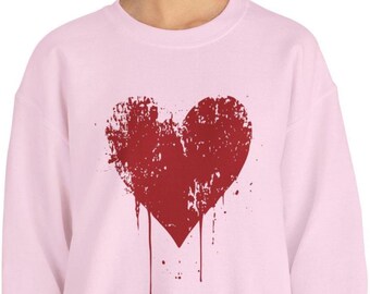 Sudadera, camiseta, camiseta de tirantes con espalda deportiva o camiseta infantil con corazón salpicado de pintura roja