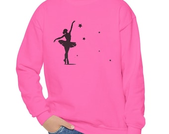 Colección de siluetas de bailarinas de ballet, ropa de estrellas de la danza para jóvenes y niños pequeños, sudadera y camiseta de cuello redondo de bailarina