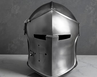 Mittelalterlicher Barbuta Ritterhelm - Schwarzer Antik Stahlpanzer Helm für Cosplay und Larp