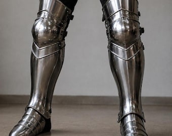 Medieval Steel Greaves With Sabatons, Knight Leg Armor, Gothic Leg Armor, LARP Armor, SCA Reenactment, Cosplay Costume, Renaissance Fair