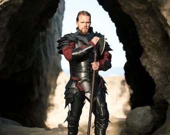 Blackened Steel Full Suit of Armor – Medieval Knight Armor Set for Cosplay, LARP & Reenactment