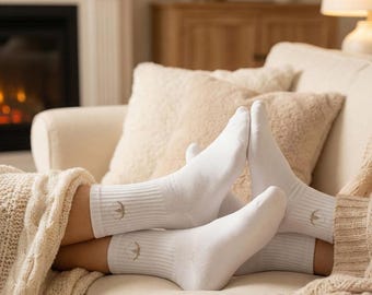 Cadeau 1 an de Mariage Noces de Coton - Chaussettes en Coton Bio Personnalisées - Cadeau Couple Anniversaire de Mariage - Logo DuoGemma
