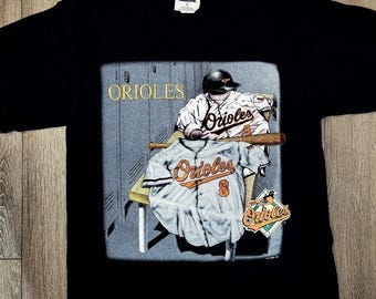 Vintage 90s Baltimore Orioles Embroidered MLB Graphic T-Shirt Black Size Large