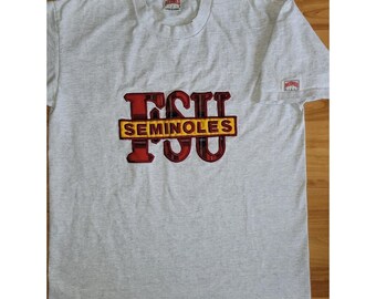 Vintage Nutmeg FSU Seminoles Rare Plaid Graphic Tee Single Stitch Made In USA