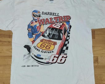 Vintage Nascar Darrell Waltrip 1999 Route 66 White Graphic, Gildan XL T-Shirt