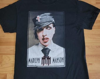 Y2K Vintage GrailMarilyn Manson 2003 Black Tshirt, Giant Tag size Med/Large