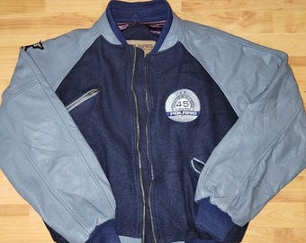 Vintage Polaris Varsity Navy&Gray Bomber Jacket, Made In Canada Men's Large/XL