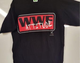 Vintage WWF Attitude Mens Medium Black T-Shirt, Bogo Ultra Tag