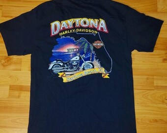 Vintage Harley Davidson Daytona Beach Florida 2001 USA TShirt Black Men's Medium