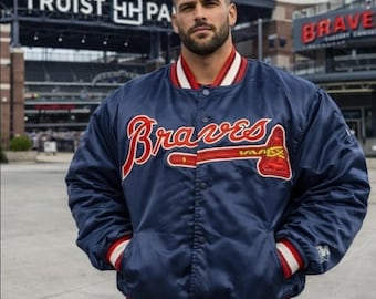 2XL Vintage Atlanta Braves Starter Varsity Jacket 90s Satin Bomber