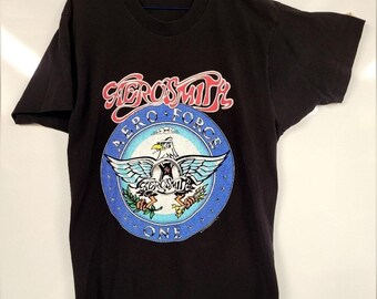 Vintage 1993 Aerosmith Aeroforce 1 Tour Tee Single Stitch, Large