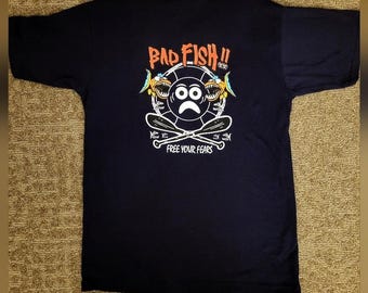 Vintage Punta Cana Funny Bad Fish Graphic Tee – 100% Cotton – Rare Design, Large