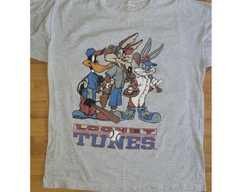 Vintage Looney Tunes RARE 1995 Baseball Theme And Funny Back Graphic Tee, Large