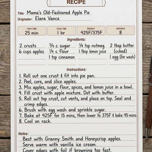 Recipe Card Template Printable Bundle 6 Styles | Fillable Recipe Card 8.5x11 | Good Notes Insert | PDF | Instant Download