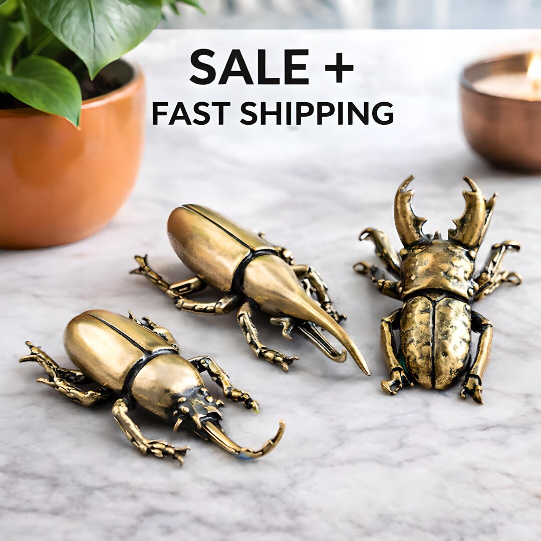 Vintage Beetles Decorative Art Insect Decor Sculptural Home Accent Set ...