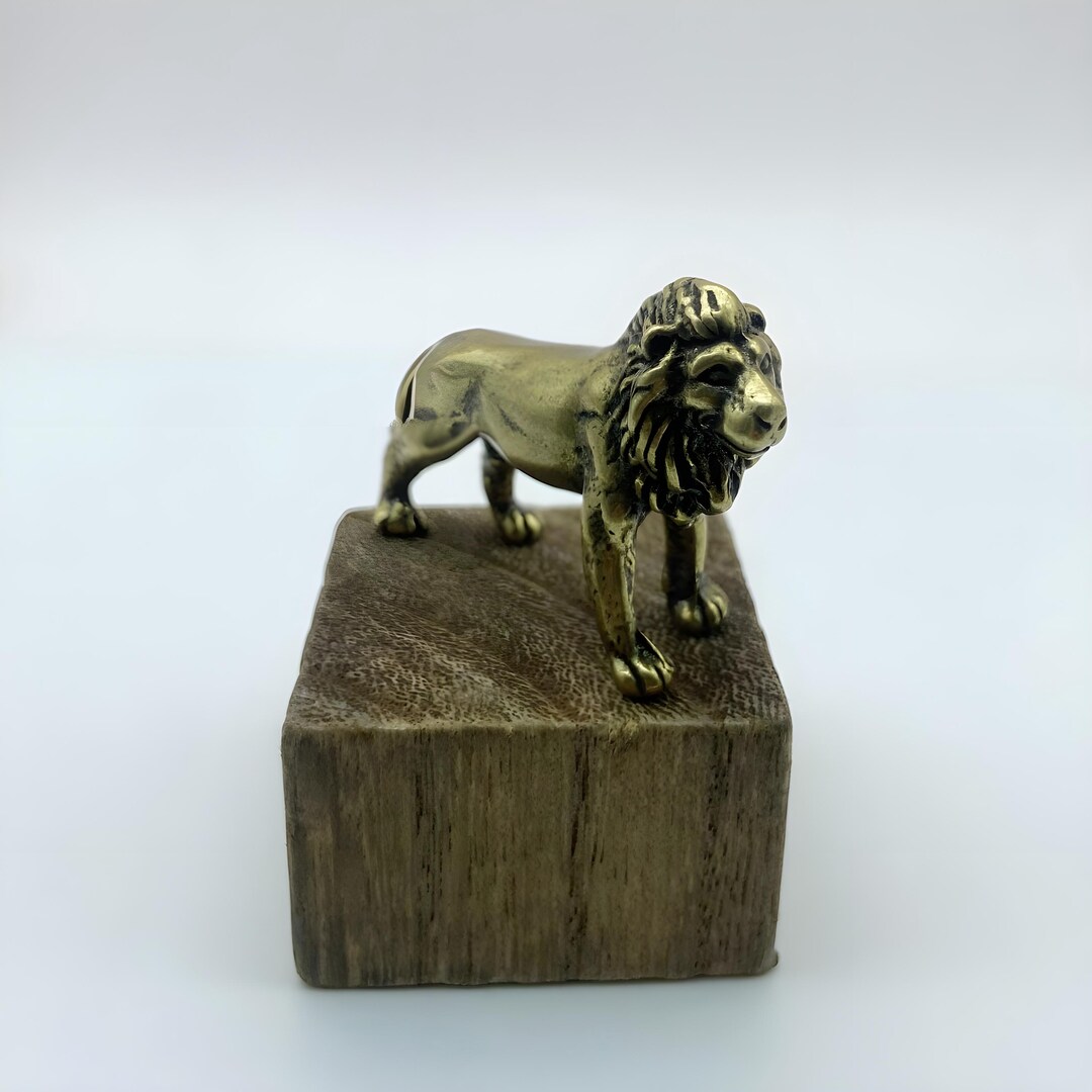 Vintage Brass Lion Figurine, Solid Safari Animal Decor, Collectible ...