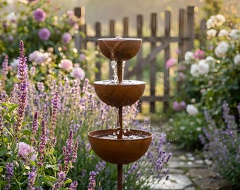 Regenfänger Gartenstecker Rost Patina Metall Bestäuber Wassernapf Außendekor