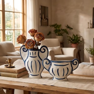 Grekisk stil keramisk vas abstrakt popkonst handmålad skulptur heminredning