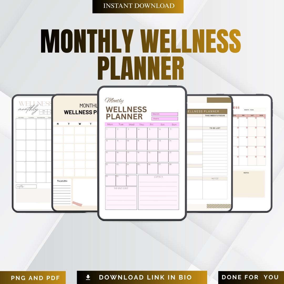 Create Monthly Wellness Routine Monthly Wellness Planner Printable | Monthly Self Care Planner | Health ...