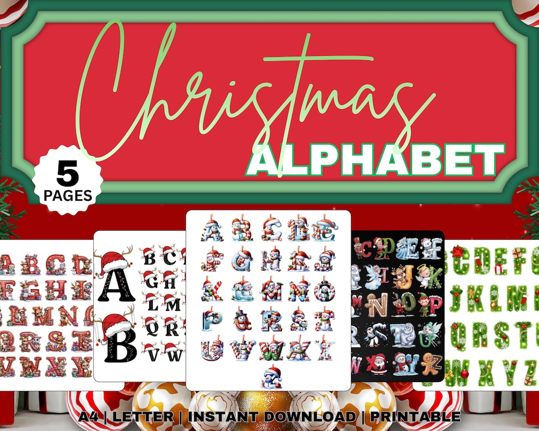 Printable Christmas Alphabet | Holiday Alphabet Letters | ABC | Instant ...